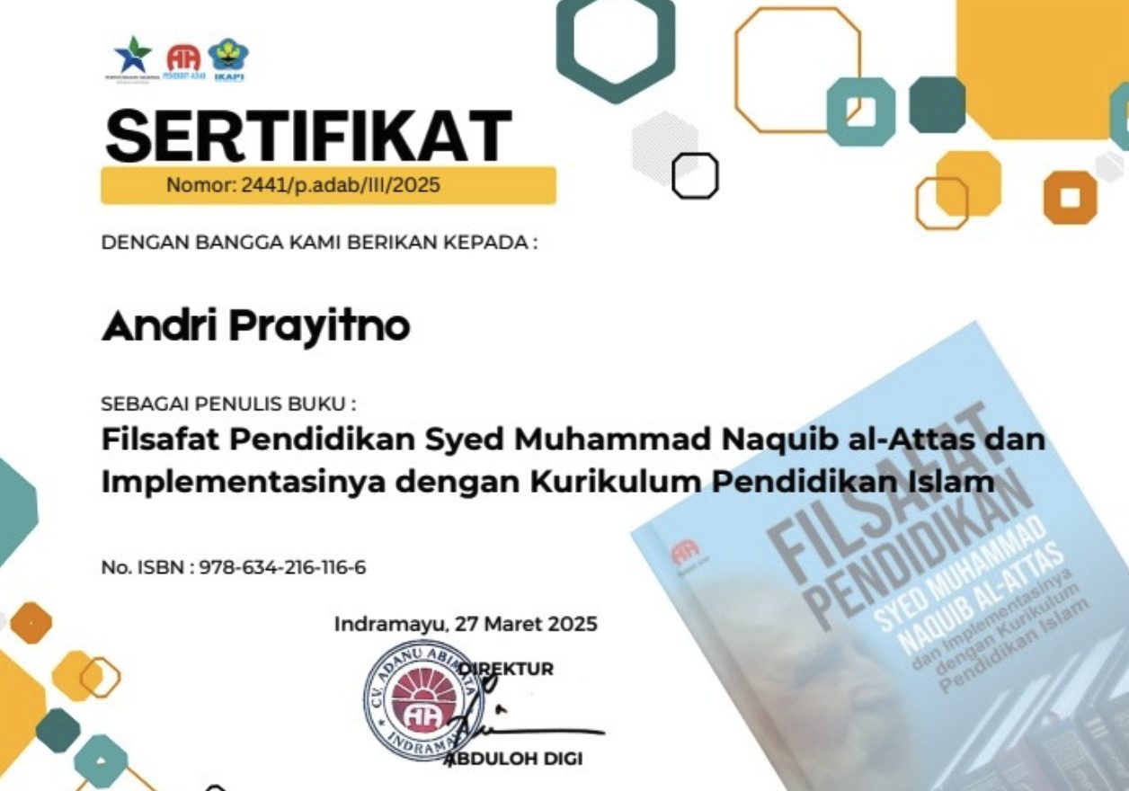 Sertifikat penulis buku Filsafat Pendidikan